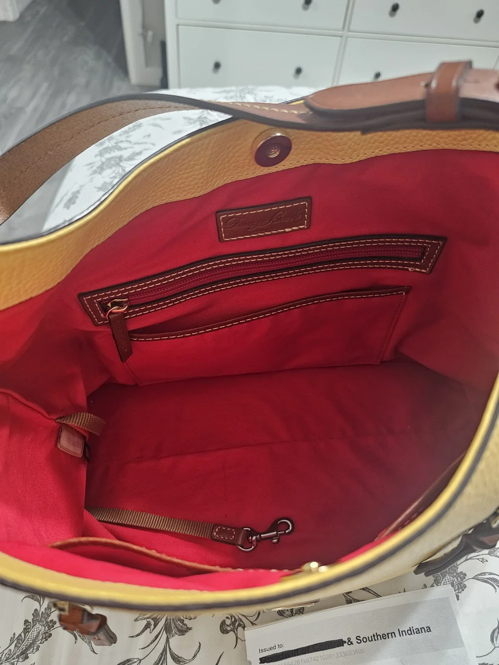 Dooney & Bourke Yellow Pebbled Leather Hobo with Brown Trim